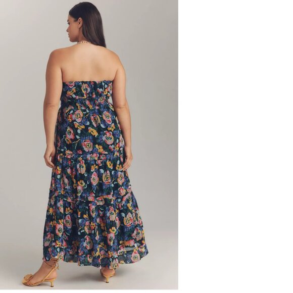 Anthropologie The Somerset Strapless Maxi Dress 1x blue floral nwt NEW - Picture 4 of 6